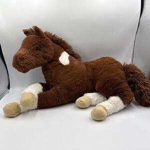 Dan Dee Laying Horse Plush Stuffed Animal. Brown With White Spots & Socks. 20"
